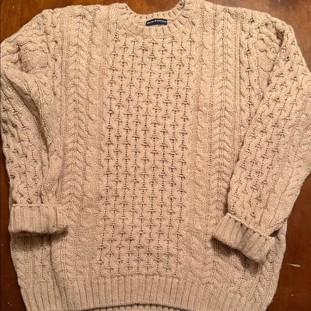 Brandy Melville Women’s  Cable Knit Crewneck - Beige